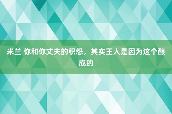 米兰 你和你丈夫的积怨，其实王人是因为这个酿成的
