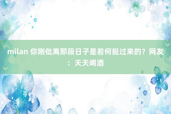 milan 你刚仳离那段日子是若何挺过来的？网友：天天喝酒