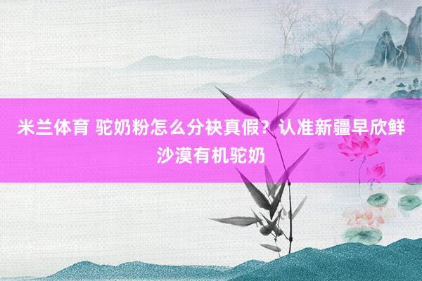 米兰体育 驼奶粉怎么分袂真假？认准新疆早欣鲜沙漠有机驼奶