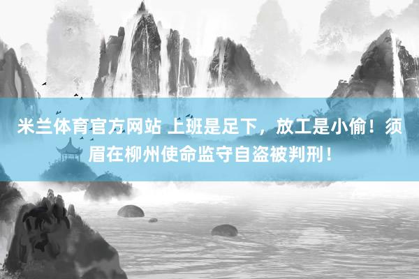 米兰体育官方网站 上班是足下，放工是小偷！须眉在柳州使命监守自盗被判刑！